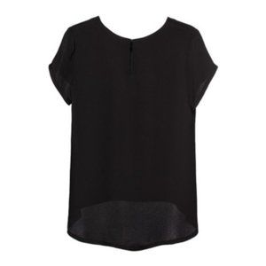 Cuyana Short Sleeve 100% Silk Tee Keyhole High-Low